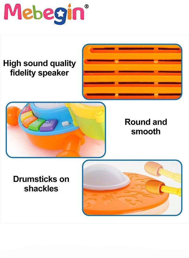 Kids Drum Set with 2 Drum Sticks and Adjustable Microphone, Electric Musical Instrument with Lights, Educational Toys for Early Development, Suitable for Promoting kids’ Interests in Music, Ideal Gift for Kids Aged 3+