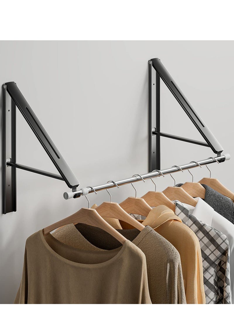Retractable Clothes Rack, Stealth Clothes Drying Hangers, Wall Mounted Folding Clothes Hanger Drying Rack for Laundry Room Closet Storage Organization (Black)