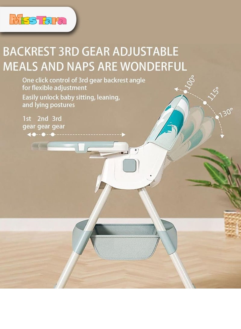 Baby Dining Chair Height Adjustable Baby High Chair Multifunctional Baby Chair with Wheels and Foldable Meal Tray for Feeding Eating and Playing 0-6Y Babies and Toddlers Rocking Horse