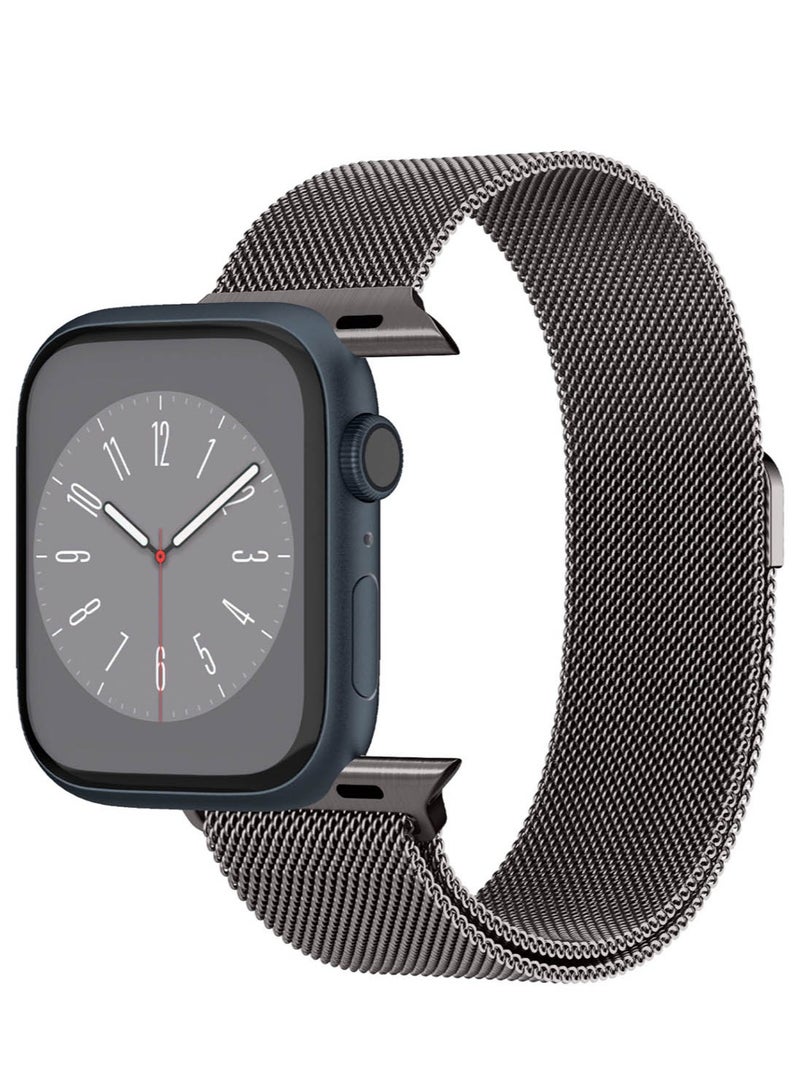 Metal Fit Band for Apple Watch Ultra 2 /Apple Watch Ultra (49mm) / Series 9/8/7 (45mm), Series SE2/6/SE/5/4 (44mm) and Series 3/2/1 (42mm) Milanese Band Strap - Graphite