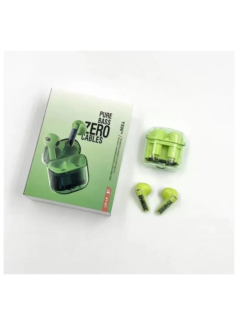 YX-06 Pure Bass Wireless Bluetooth Earbuds Earphones with Transparent Design