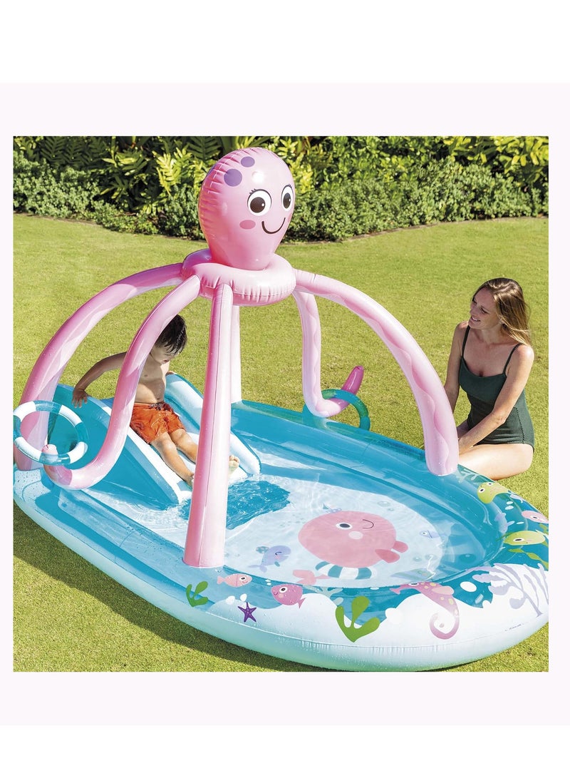 Octopus Play Center Inflatable Pool with Slide and Sprinkler 234x183x150cm