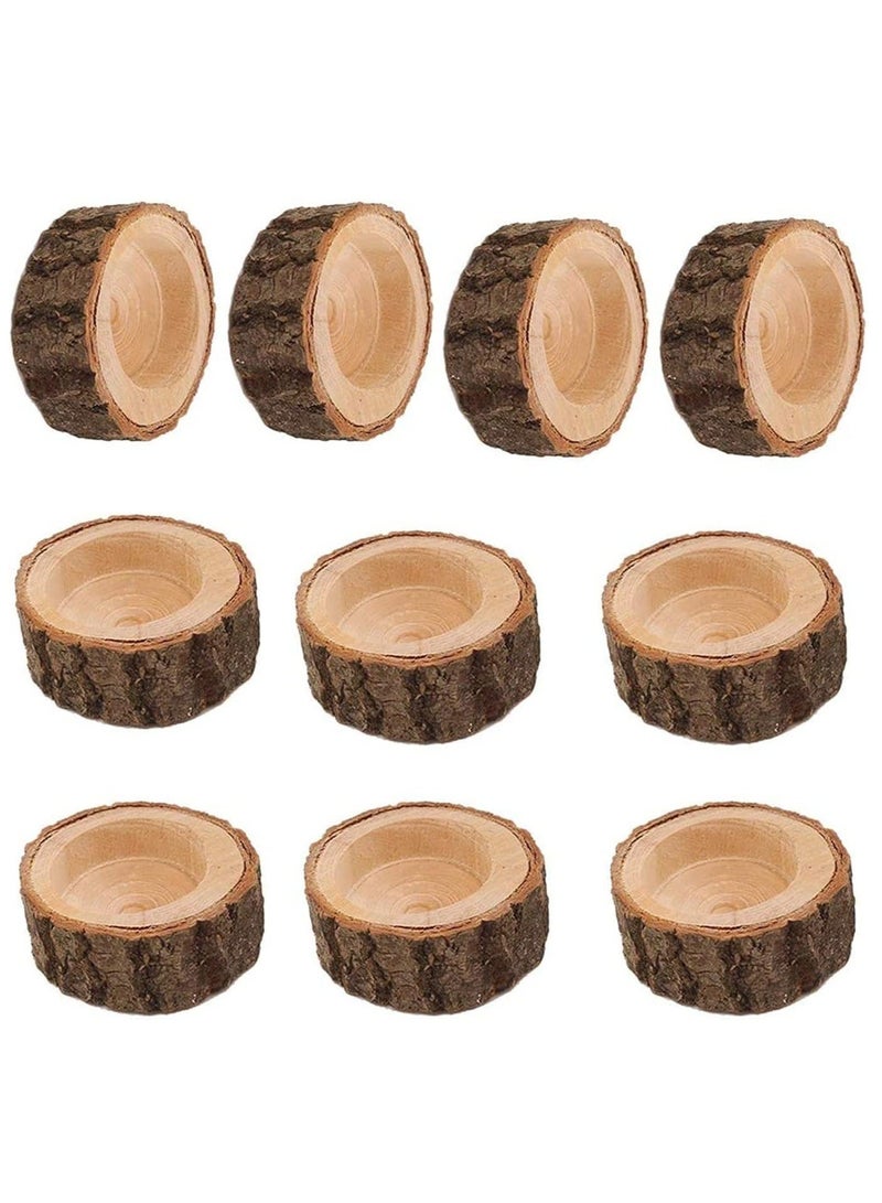 Wooden Tea Light Candle Holders, Rustic Wood Holder Set for Wedding Centerpieces Table, Party Home Decoration 10 PCS