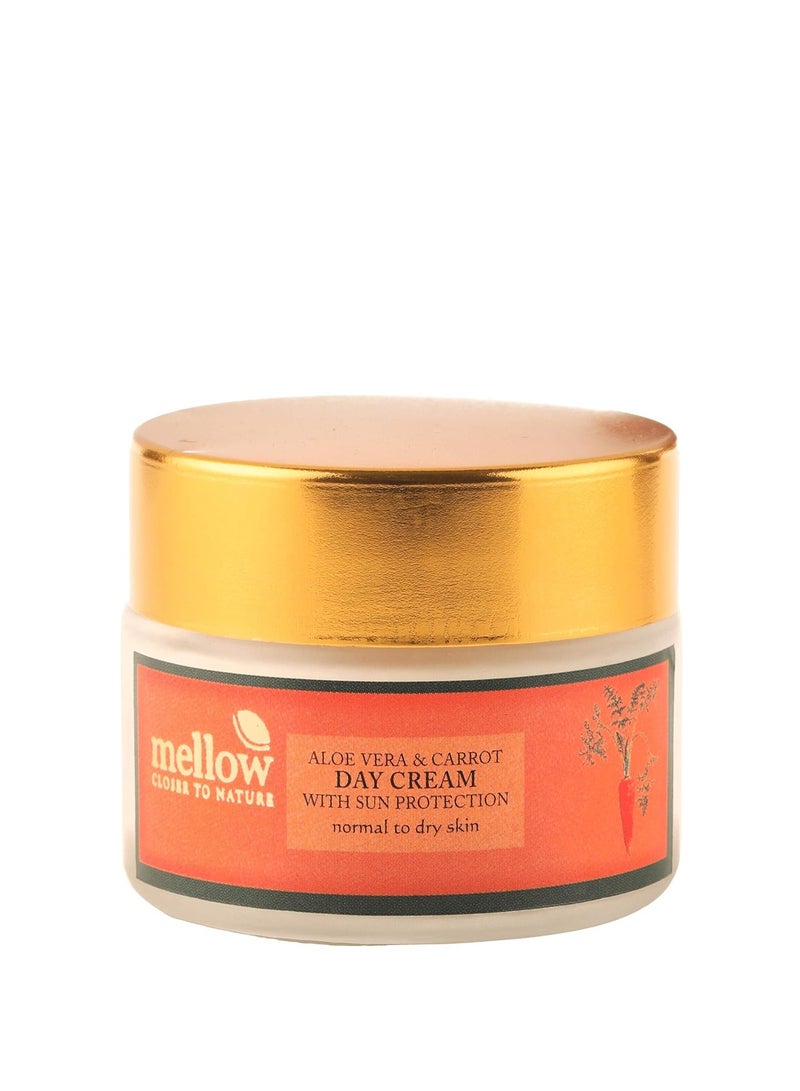 Mellow Day Cream Dry for Smooth Silky Healthy Skin Normal to Dry Skin with Aloe Vera Carrot and Sun Protection 50gm