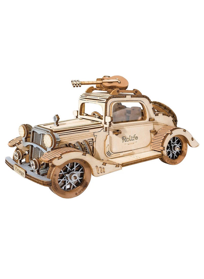 ROLIFE Vintage Car TG504, Assembly Brain Teaser 3D Wooden Puzzle DIY Build Model Crafts Kits, Unique Home Decor Birthday Gifts for Teens or Adults