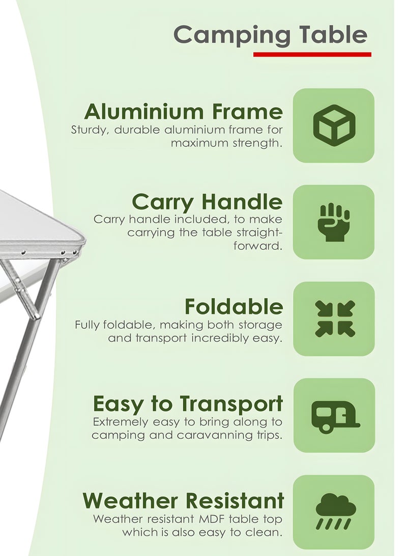 Camping Table Aluminum Hiking Picnic Party Foldable Desk Portable Indoor Outdoor Garden Dining Utility BBQ Stand 80x68x60cm