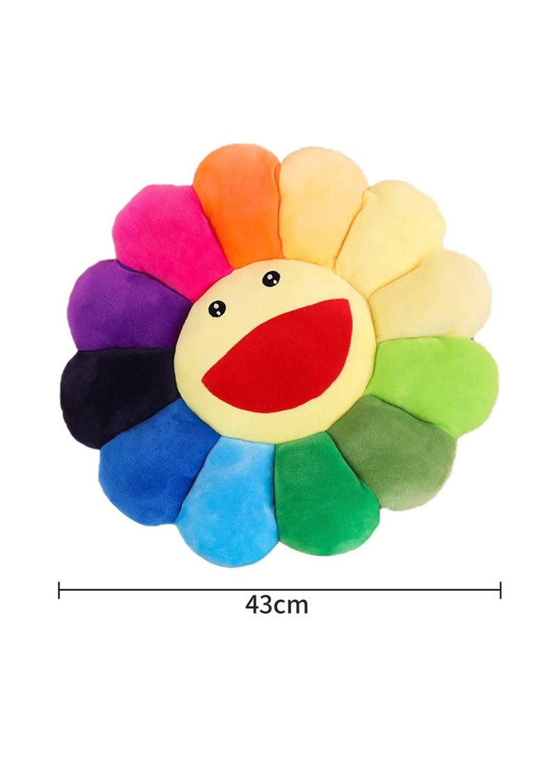 Sunflower Flower Plush Pillow, Soft and Comfortable Smiley Cushion Colorful Sun for Home Bedroom Shop Restaurant Decor