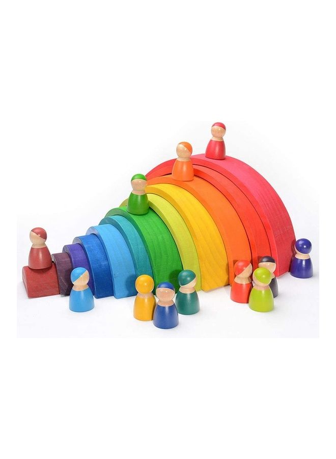 Wooden Rainbow Memory Learning Toy Geometric Building Blocks Educational Toys 12 Pcs 38.6cm