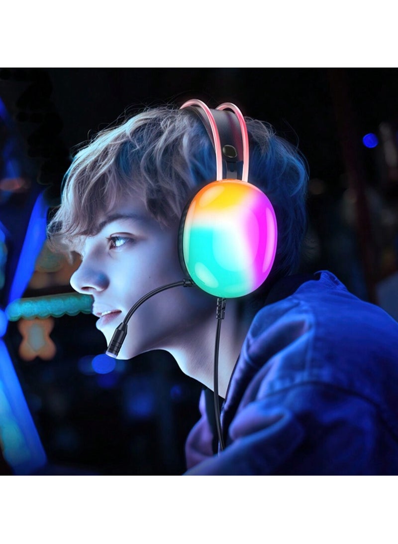 Gaming Headset With Light Effect For Pc/laptop, 3.5mm Wired Headphone Multicolor