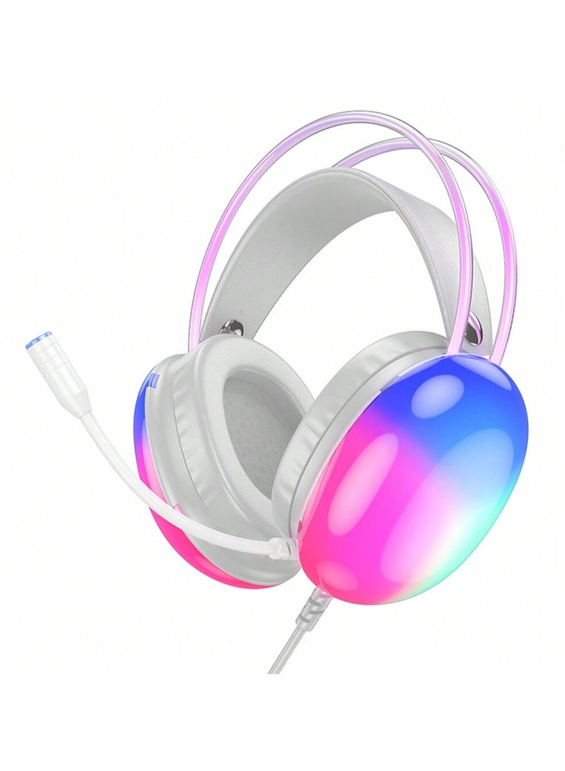 Gaming Headset With Light Effect For Pc/laptop, 3.5mm Wired Headphone Multicolor