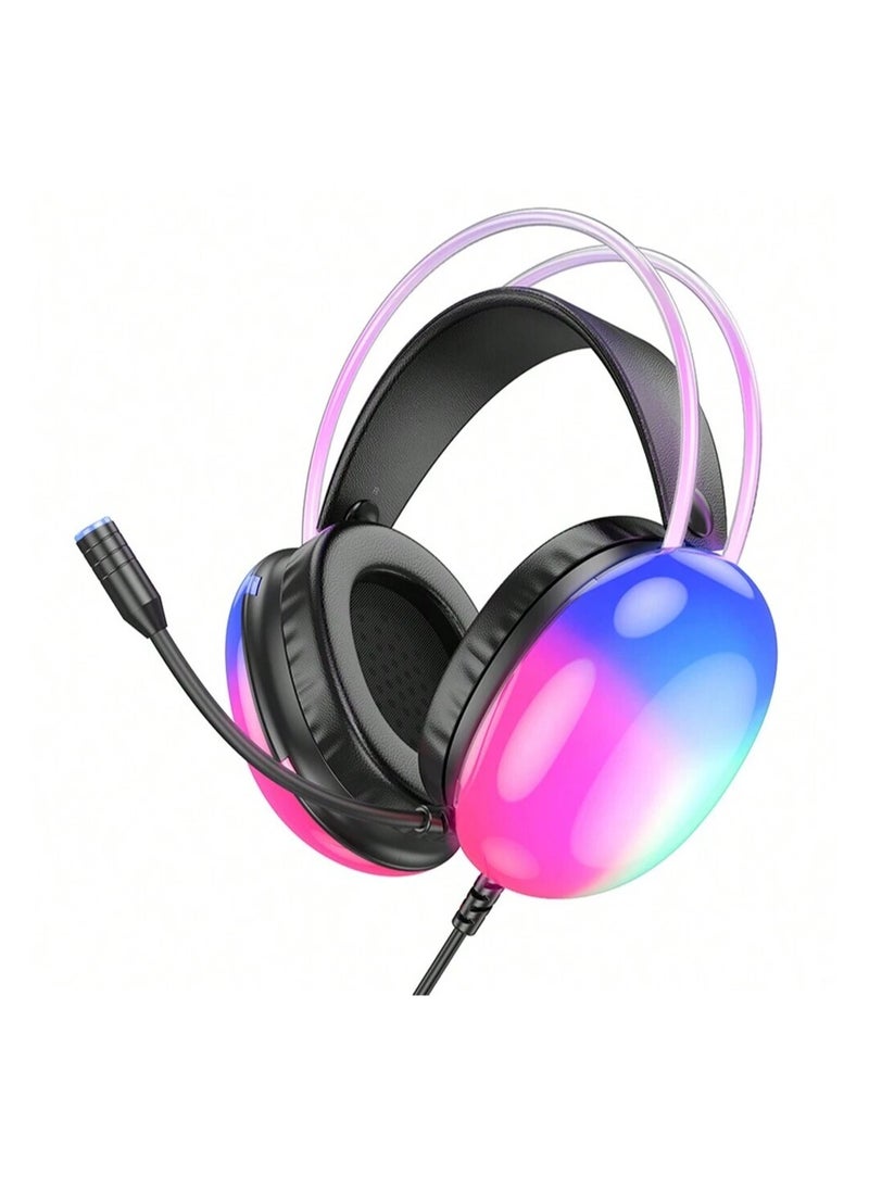 Gaming Headset With Light Effect For Pc/laptop, 3.5mm Wired Headphone Multicolor