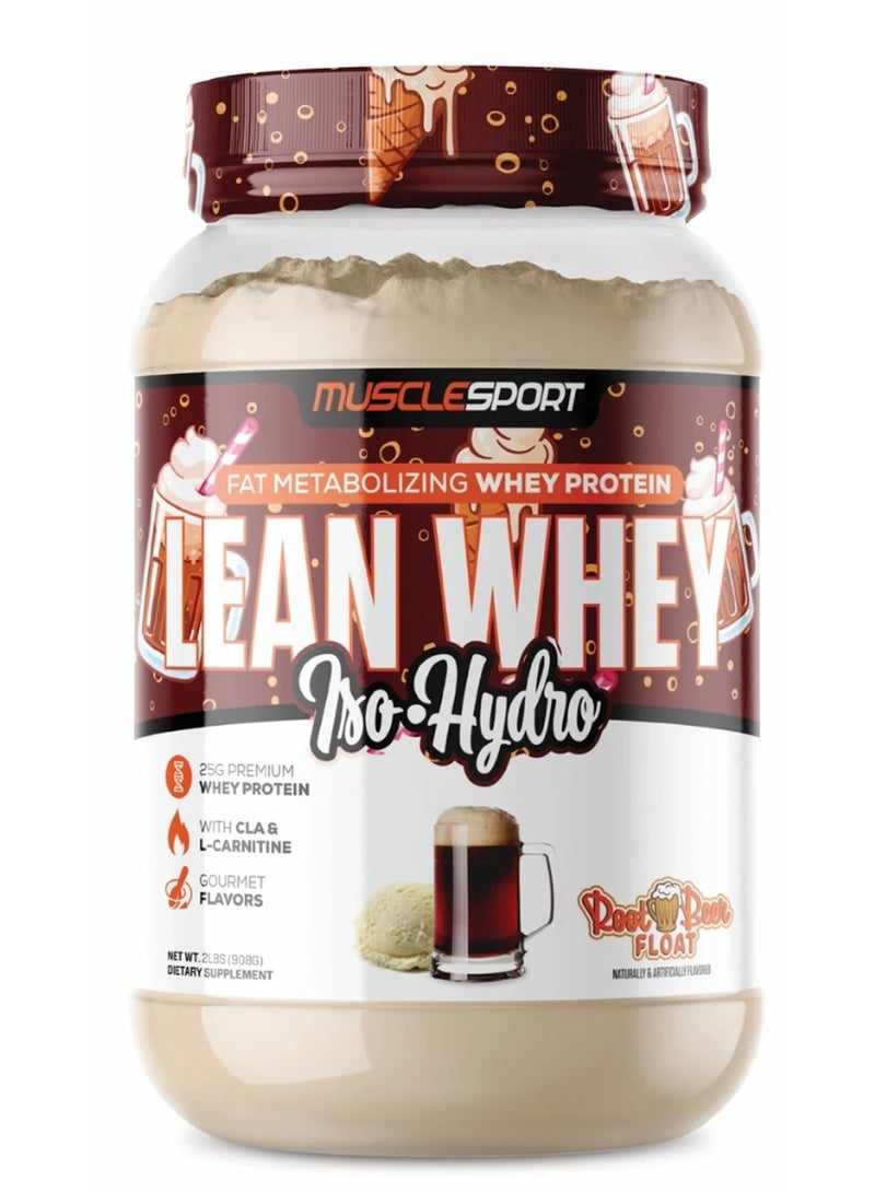 MUSCLE SPORT LEAN WHEY ISO HYDRO 2LB FAT METABOLIZING WHEY PROTEIN ROOT BEER FLOAT