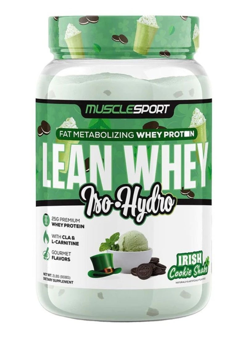 MUSCLE SPORT LEAN WHEY ISO HYDRO 2LB FAT METABOLIZING WHEY PROTEIN IRISH COOKIE SHAKE