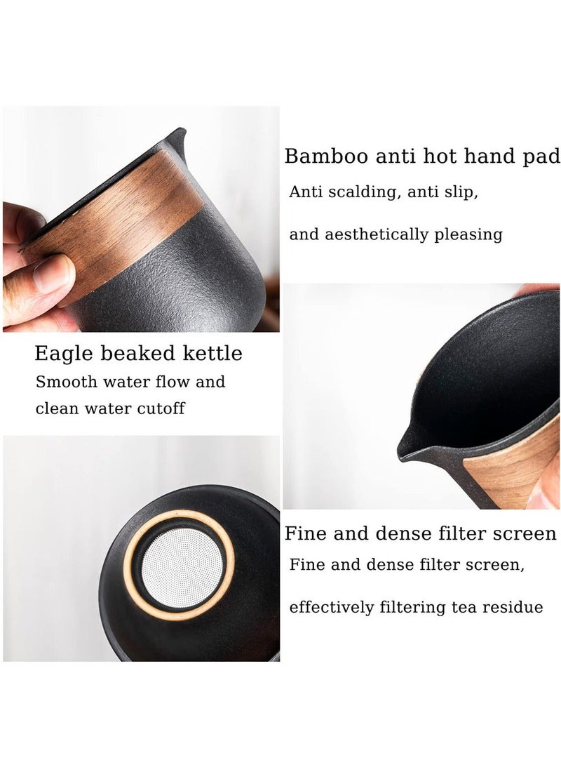 Tea Set, Chinese Kung Fu Teapot Ceramic Portable Travel Set with 1 and 4 Cups Used for Coffee, Suitable Home, Outdoor, Office, As A Gift Women