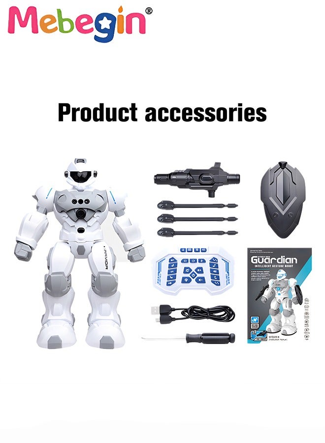 Remote Control Robot with Songs, Stories and Light, Intelligent Programmable Robot with Control Handle and Gesture Sensing, Multifunctional Companion Robot with Moving Arms and Legs, 2 AA Batteries Required(Not Included), Ideal Gift for Kids Aged 3+