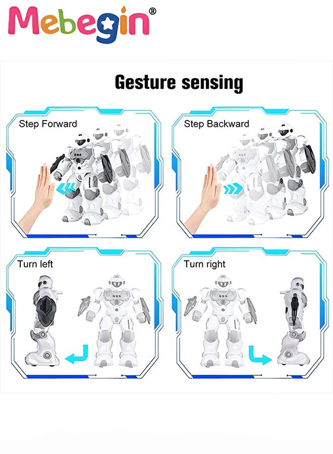 Remote Control Robot with Songs, Stories and Light, Intelligent Programmable Robot with Control Handle and Gesture Sensing, Multifunctional Companion Robot with Moving Arms and Legs, 2 AA Batteries Required(Not Included), Ideal Gift for Kids Aged 3+
