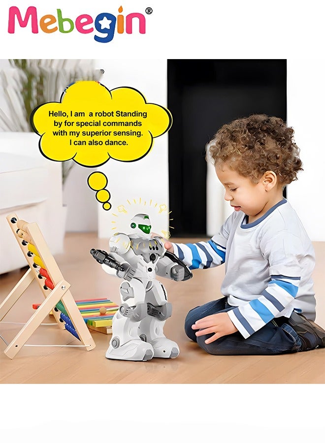 Remote Control Robot with Songs, Stories and Light, Intelligent Programmable Robot with Control Handle and Gesture Sensing, Multifunctional Companion Robot with Moving Arms and Legs, 2 AA Batteries Required(Not Included), Ideal Gift for Kids Aged 3+