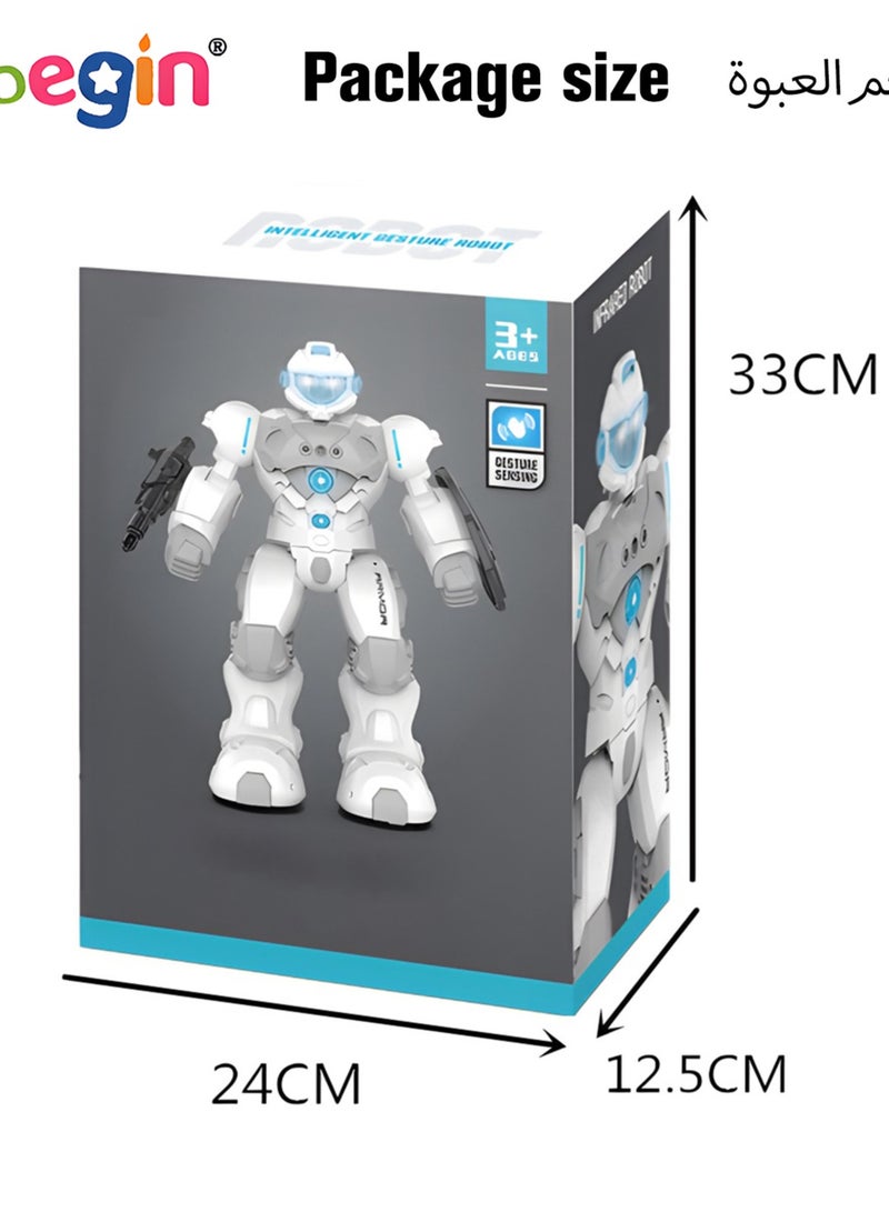 Remote Control Robot with Songs, Stories and Light, Intelligent Programmable Robot with Control Handle and Gesture Sensing, Multifunctional Companion Robot with Moving Arms and Legs, 2 AA Batteries Required(Not Included), Ideal Gift for Kids Aged 3+