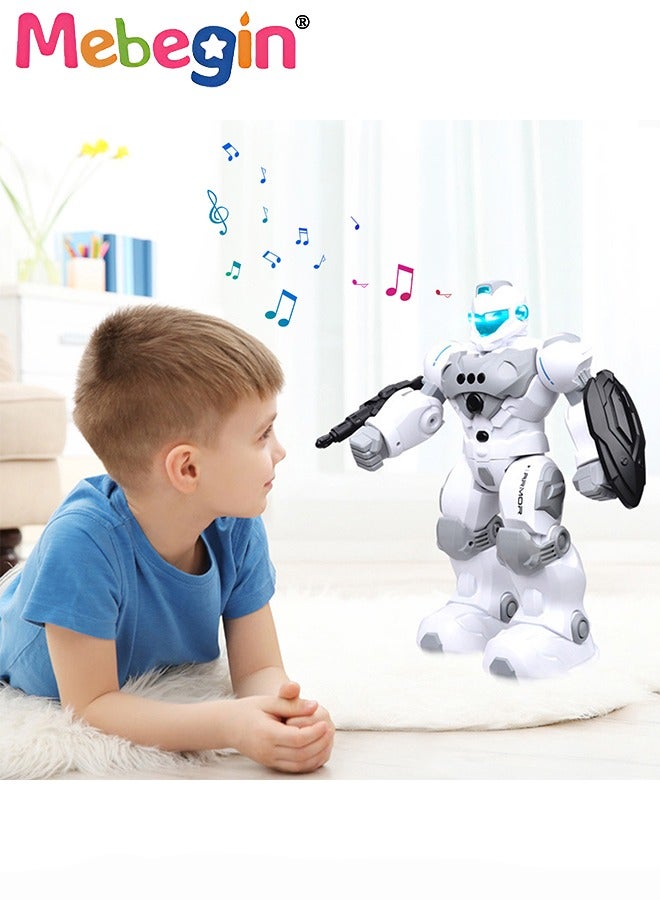 Remote Control Robot with Songs, Stories and Light, Intelligent Programmable Robot with Control Handle and Gesture Sensing, Multifunctional Companion Robot with Moving Arms and Legs, 2 AA Batteries Required(Not Included), Ideal Gift for Kids Aged 3+