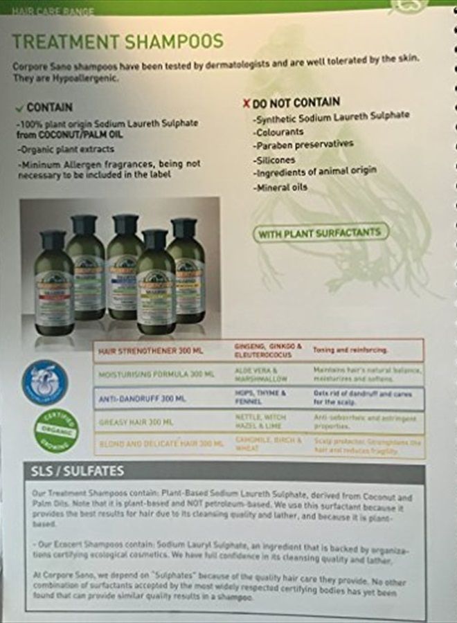 CORPORE SANO Nettle,Witch Hazel and Lime Shampoo-No Parabens-Certified Organic- Hypoallergenic-Greasy Hair-300 ml/10.1 fl. oz.