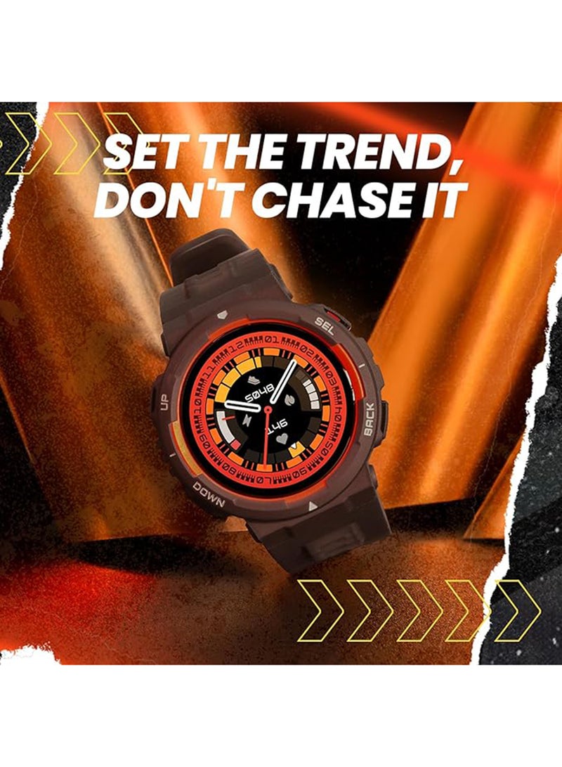 Active Edge Smart Watch With Stylish Rugged Sport And Fitness Design, GPS, AI Health Coach For Gym, Outdoor, Workouts And Exercise, 16 Days Battery, 10 Atm Water Resistant Lava Black