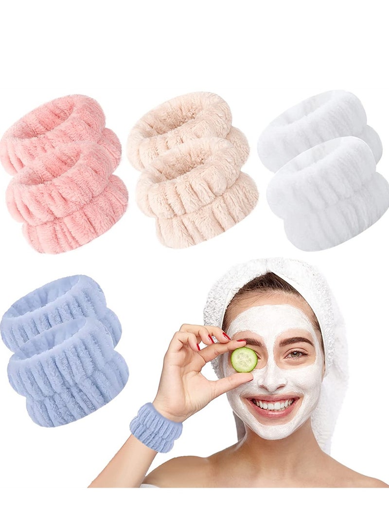 Face Wash Wristbands, Wrist Towels Bands for Washing Face Microfiber Wrist Spa Wristbands Absorbent Face Whishing Wristbands for Women Girls Prevent Water Spilling Down from Your Arms (8 Pcs)