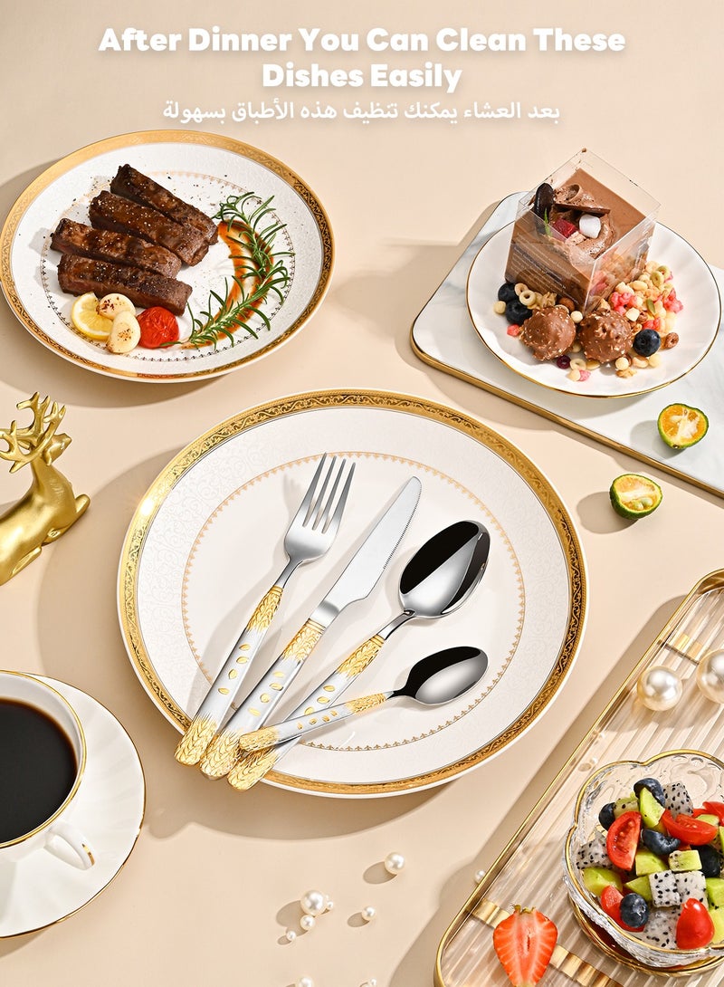 24-Piece Stainless Steel Cutlery Set with Laser Engraving For Kitchen