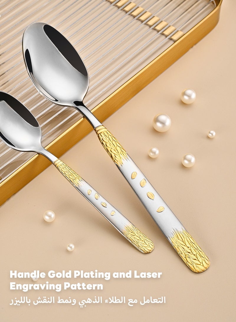 24-Piece Stainless Steel Cutlery Set with Laser Engraving For Kitchen