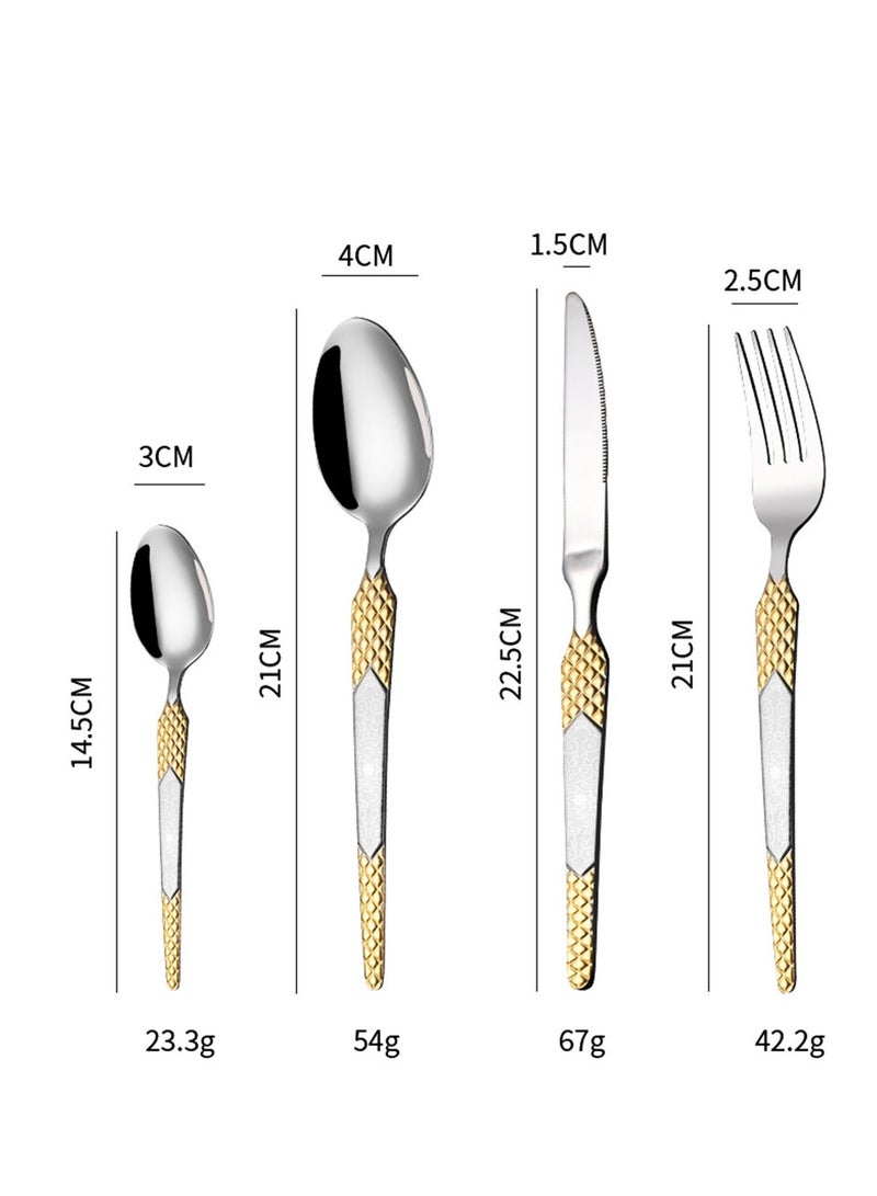 24-Piece Stainless Steel Cutlery Set with Laser Engraving For Kitchen