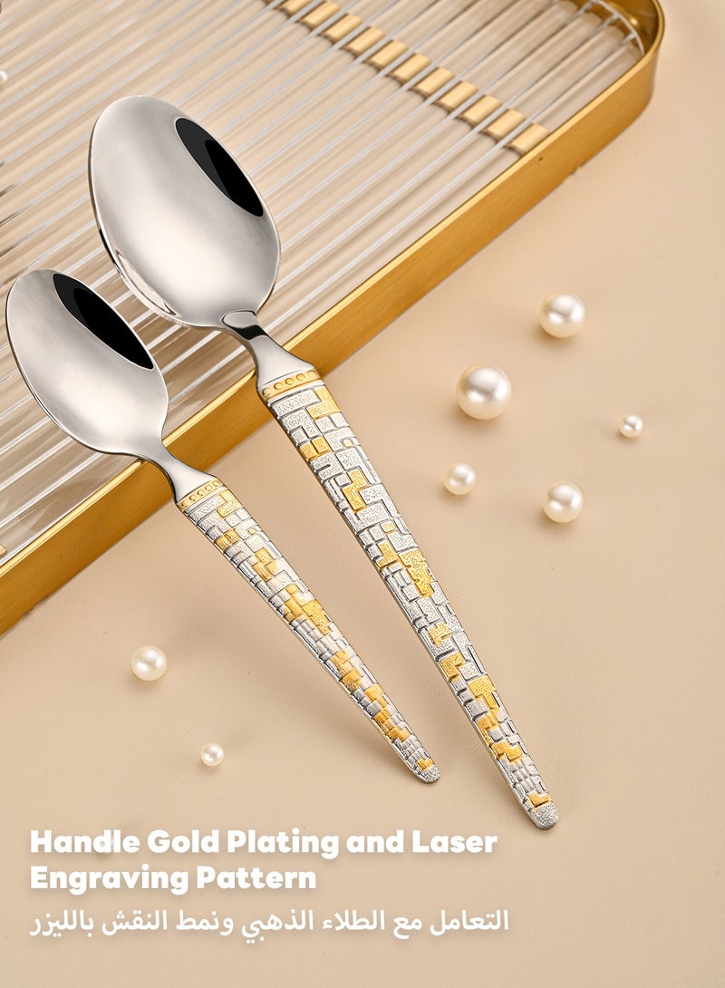 24-Piece Stainless Steel Cutlery Set with Laser Engraving For Kitchen