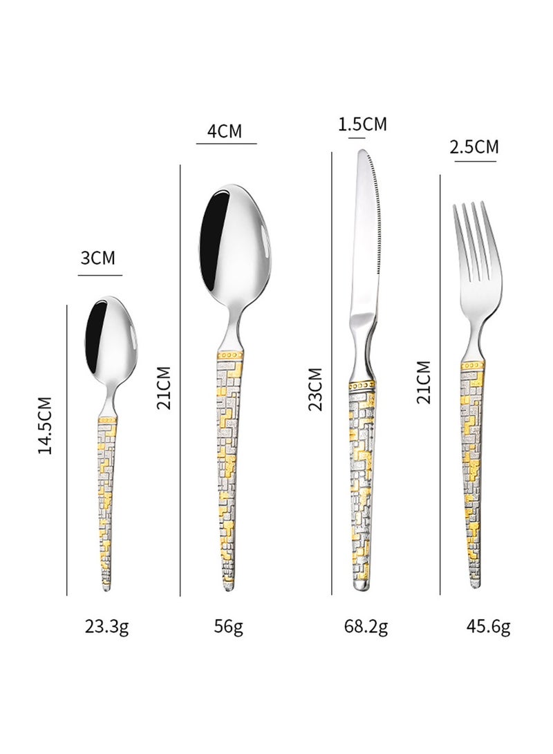 24-Piece Stainless Steel Cutlery Set with Laser Engraving For Kitchen