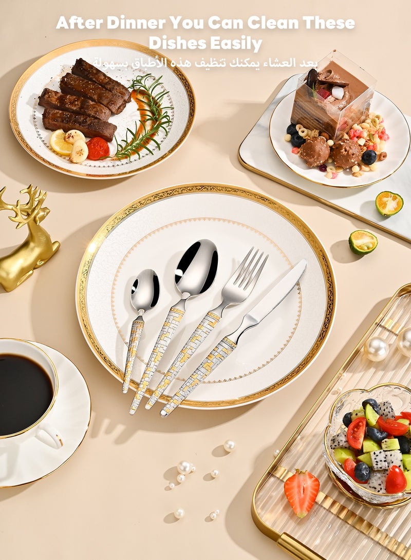 24-Piece Stainless Steel Cutlery Set with Laser Engraving For Kitchen