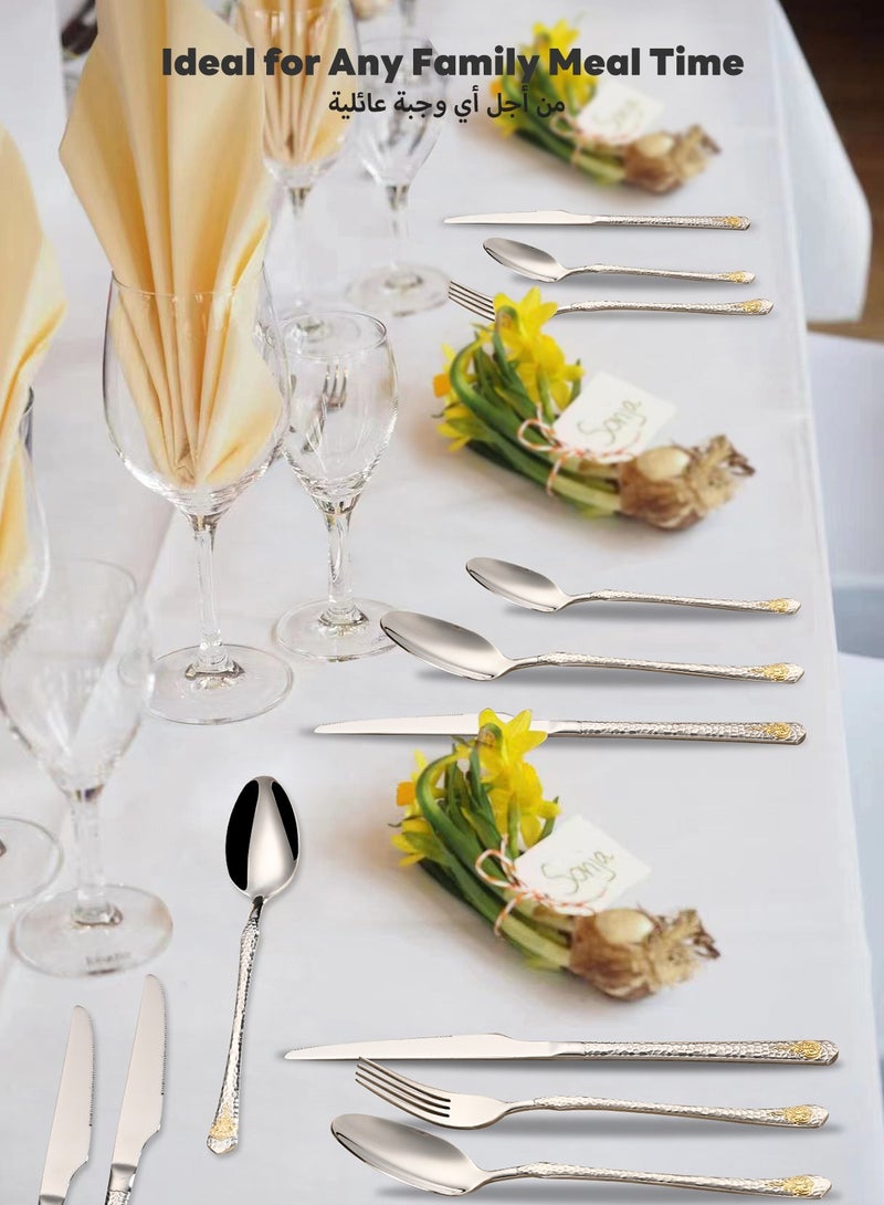 24-Piece Stainless Steel Cutlery Set with Laser Engraving For Kitchen