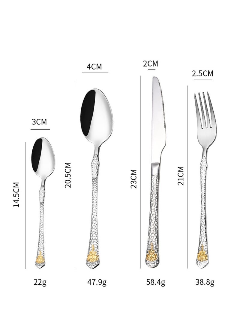 24-Piece Stainless Steel Cutlery Set with Laser Engraving For Kitchen