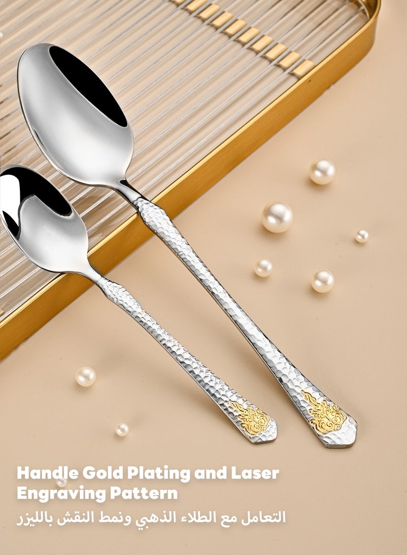 24-Piece Stainless Steel Cutlery Set with Laser Engraving For Kitchen
