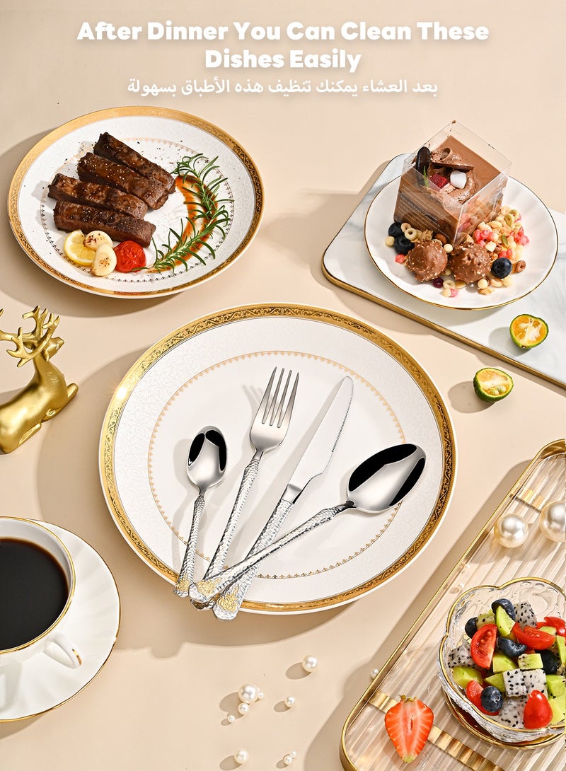 24-Piece Stainless Steel Cutlery Set with Laser Engraving For Kitchen