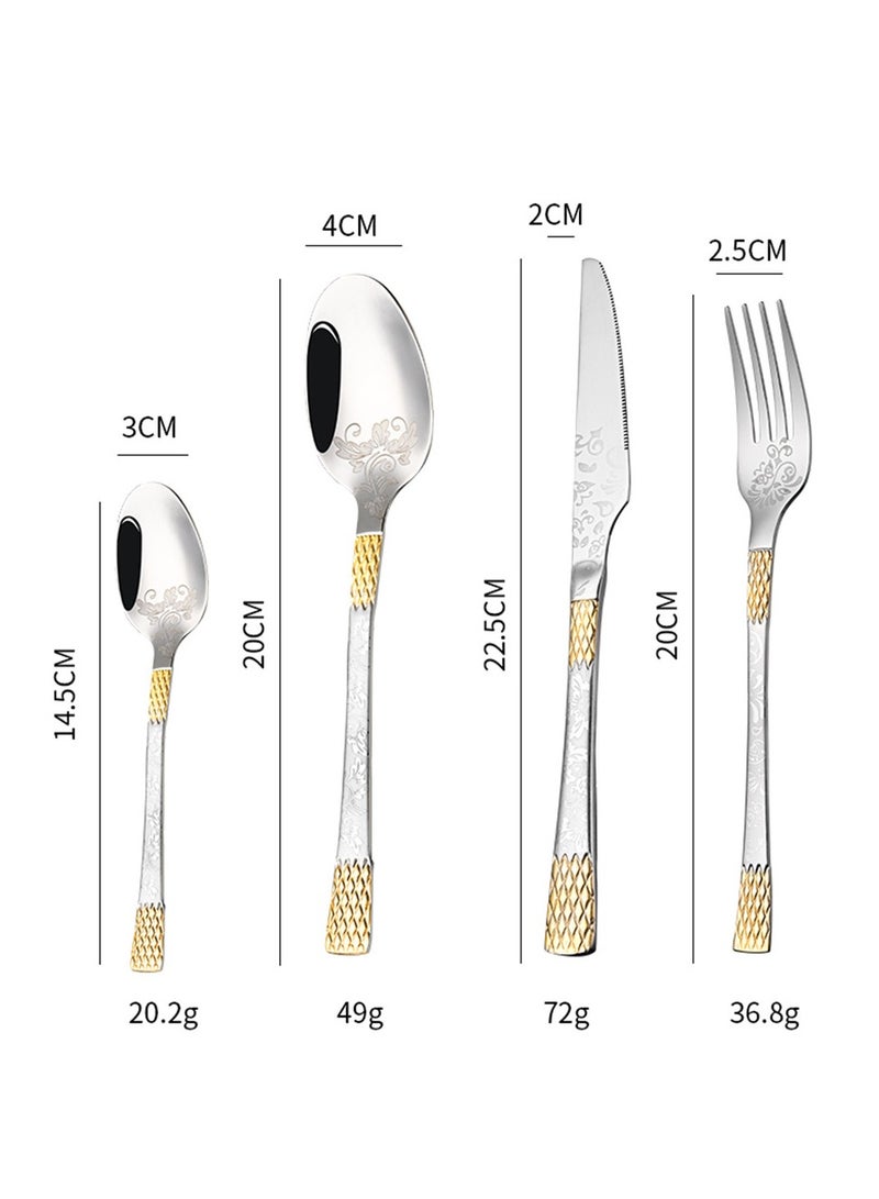 24-Piece Stainless Steel Cutlery Set with Laser Engraving For Kitchen