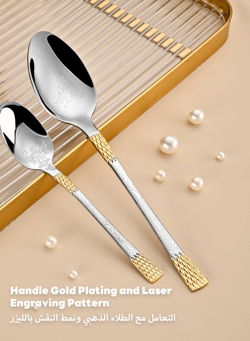 24-Piece Stainless Steel Cutlery Set with Laser Engraving For Kitchen