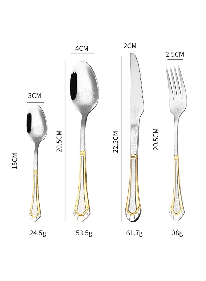 24-Piece Stainless Steel Cutlery Set with Laser Engraving For Kitchen