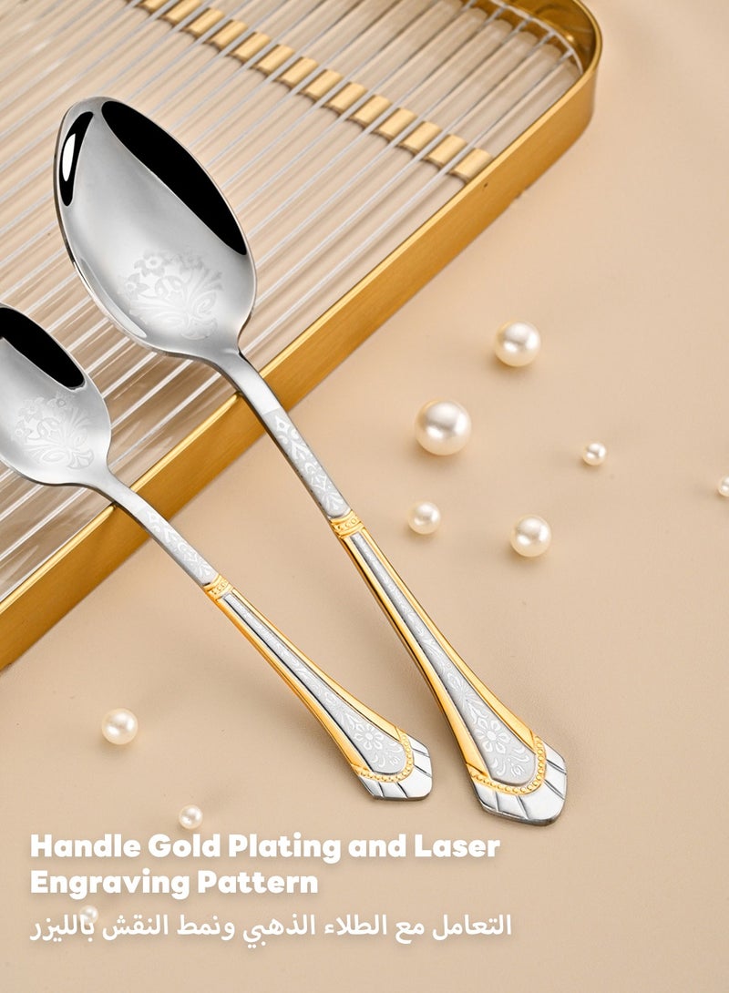 24-Piece Stainless Steel Cutlery Set with Laser Engraving For Kitchen