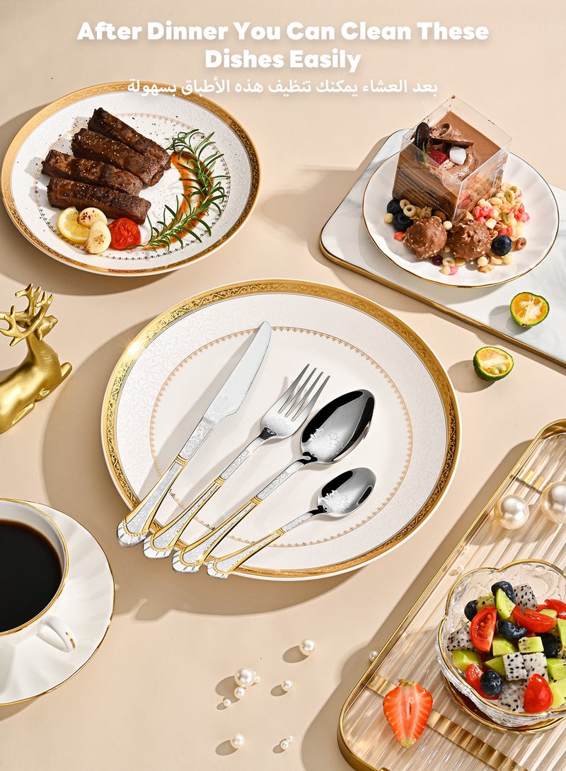 24-Piece Stainless Steel Cutlery Set with Laser Engraving For Kitchen