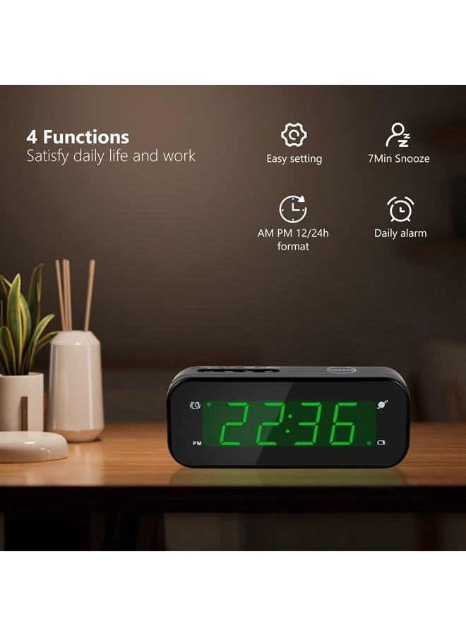 Small Digital Battery Operated Clock,LED Desk Clock Battery Powered only Cordless Alarm Clock with Snooze Brightness Adjustable 12/24 Mode Easy Setting for Bedroom,Shelf,Travel