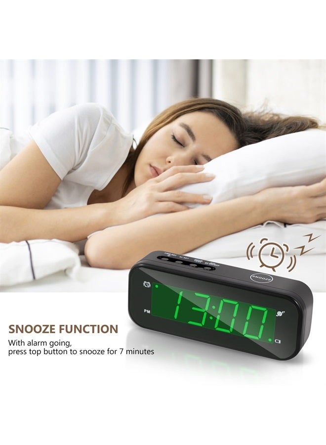 Small Digital Battery Operated Clock,LED Desk Clock Battery Powered only Cordless Alarm Clock with Snooze Brightness Adjustable 12/24 Mode Easy Setting for Bedroom,Shelf,Travel
