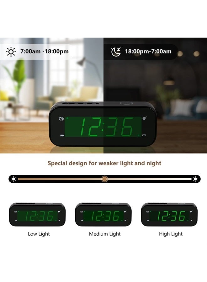 Small Digital Battery Operated Clock,LED Desk Clock Battery Powered only Cordless Alarm Clock with Snooze Brightness Adjustable 12/24 Mode Easy Setting for Bedroom,Shelf,Travel