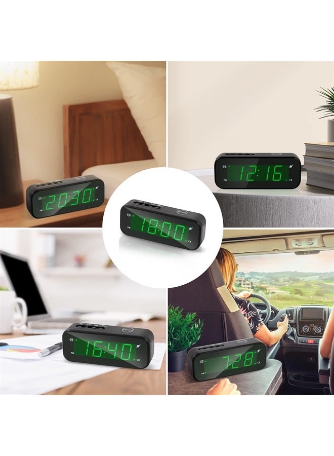Small Digital Battery Operated Clock,LED Desk Clock Battery Powered only Cordless Alarm Clock with Snooze Brightness Adjustable 12/24 Mode Easy Setting for Bedroom,Shelf,Travel