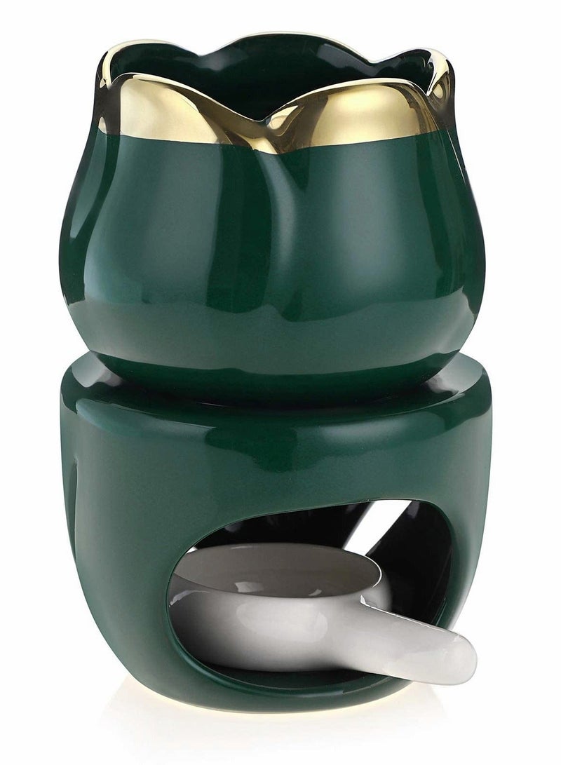 Wax Melt Essential Oil Burner with Tealight Spoon, Removable Aromatherapy Ceramic Aroma