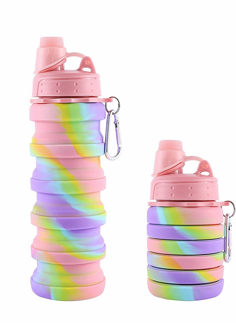 800mL Collapsible Water Bottle Foldable Water Bottle Food-grade Silicone Lightweight Leak Proof Detachable BPA Free Bottle for Hiking Cycling Travel Outdoor Sports