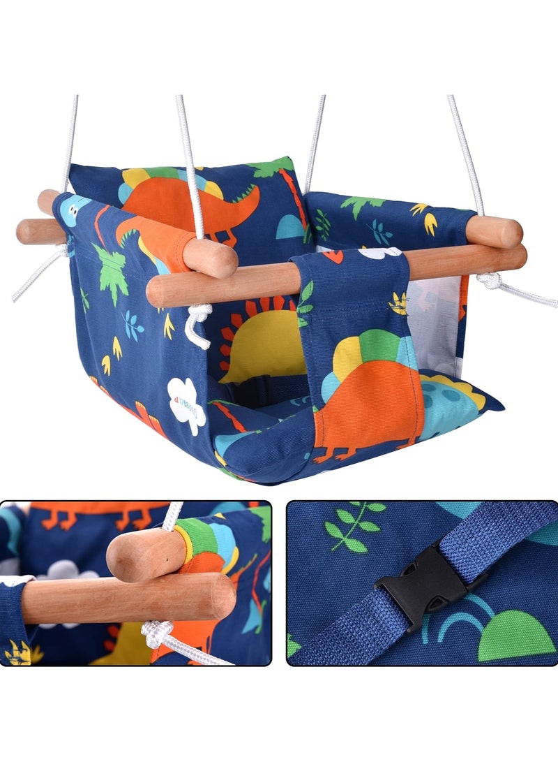 RBW TOYS Soft Backrest Cushion and PE Rope Kids Classic Camping Garden Chair Canvas Hanging Swing Seat Toddler Secure Indoor Fabric Baby Swing