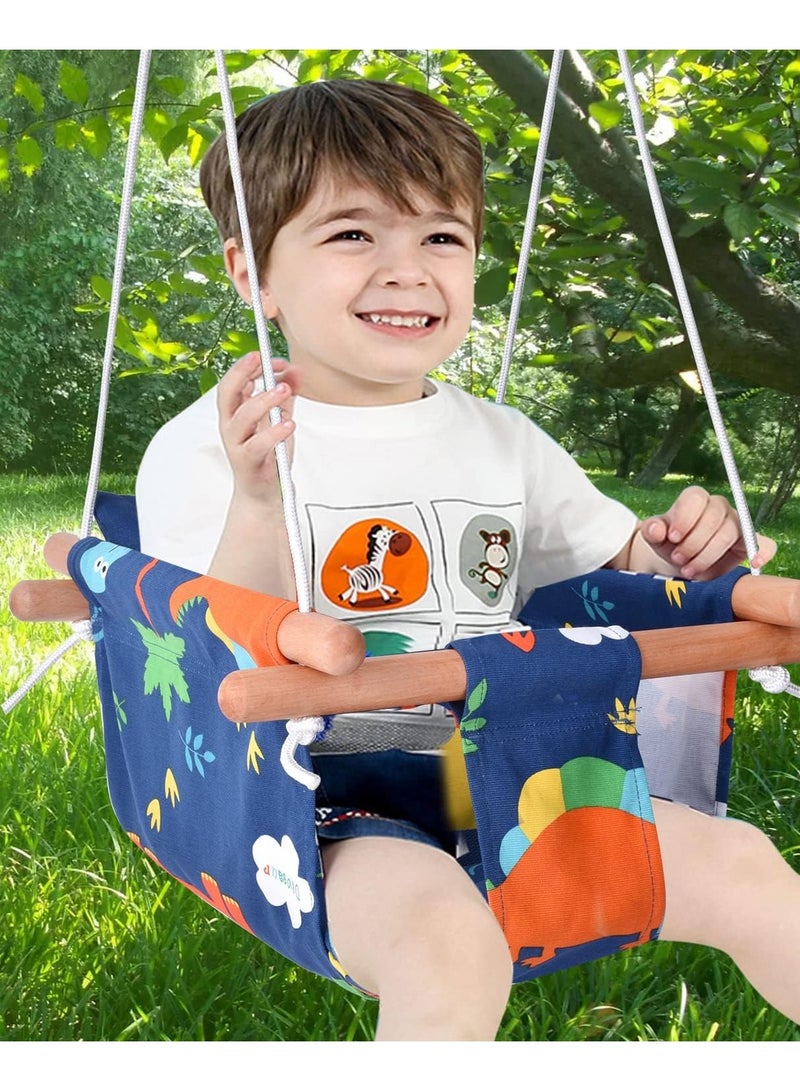 RBW TOYS Soft Backrest Cushion and PE Rope Kids Classic Camping Garden Chair Canvas Hanging Swing Seat Toddler Secure Indoor Fabric Baby Swing