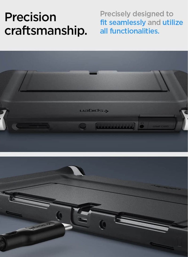 Thin Fit designed for Nintendo Switch OLED and Joy-Con Controller Dockable Case Cover with Kickstand Protection - Black